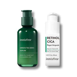 Набір Innisfree Green Tea Seed Serum 30ml + Retinol Cica Repair Ampoule 10ml